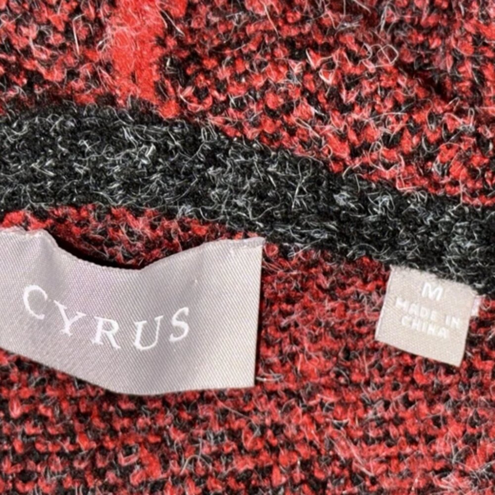 Cyrus Plaid Sweater Cardigan-red/blk or blk/white - Picture 2 of 2
